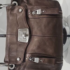 B Makowsky Genuine Bronze Pebbled Leather Satchel